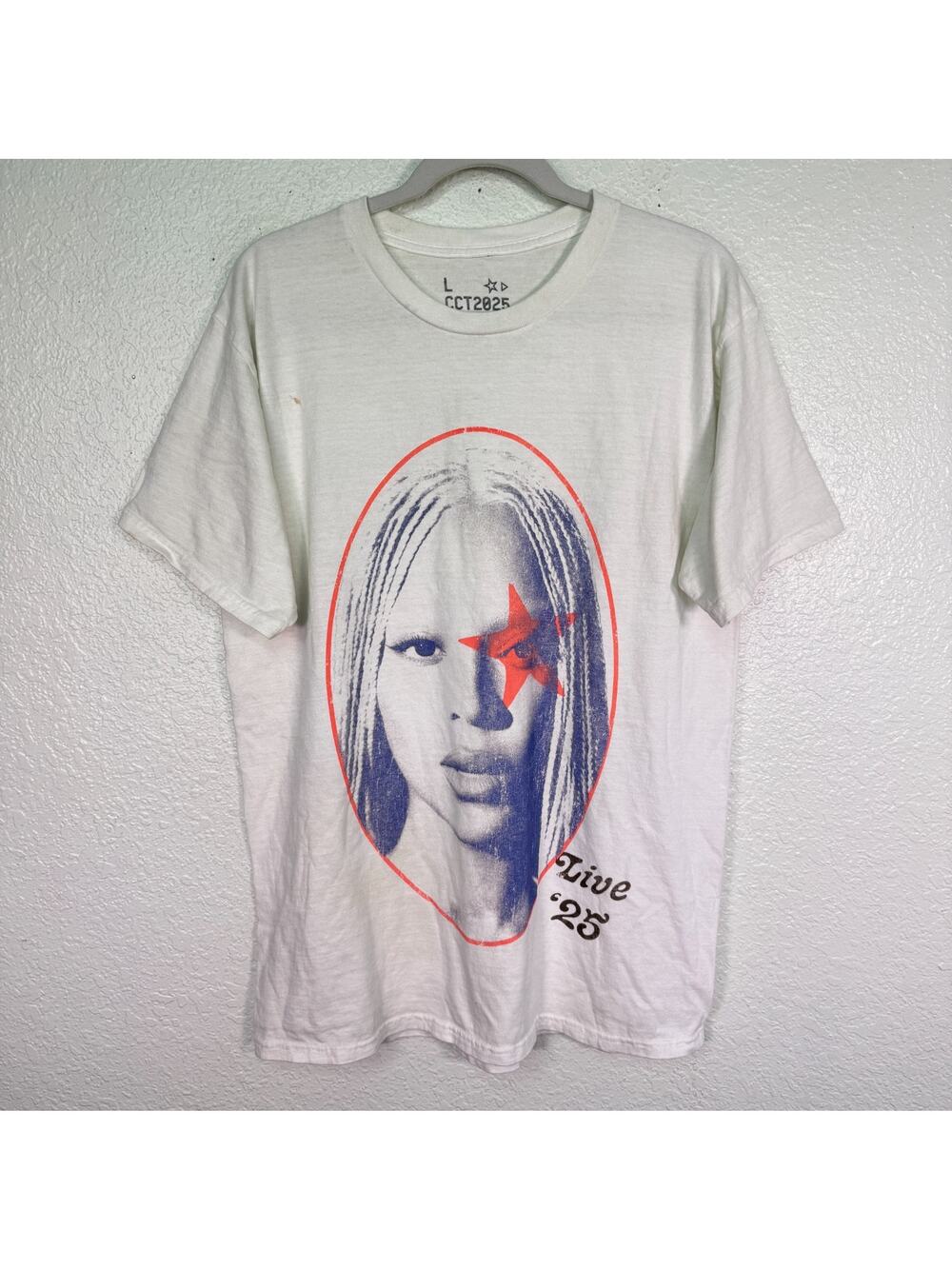 Beyonce Cowboy Carter Tour Shirt Large Yaya White Tee CCT 2025 Concert Merch L